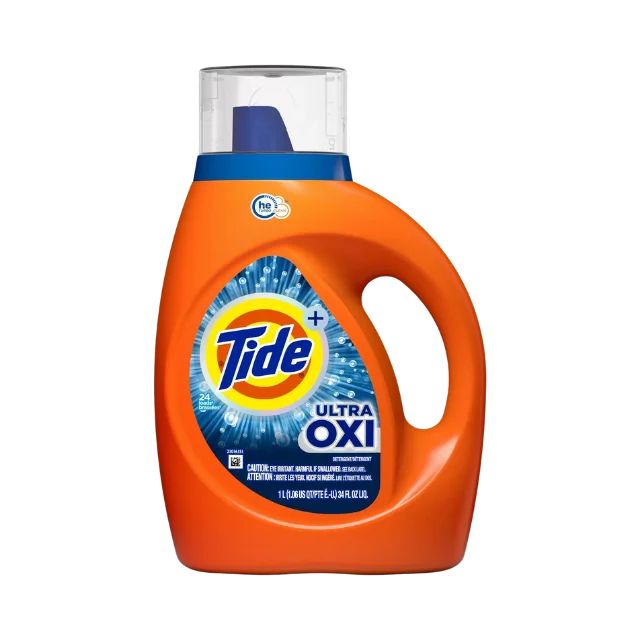 Tide Ultra Oxi Liquid Laundry Detergent, 24 Loads, 34 fl oz, HE Compatible