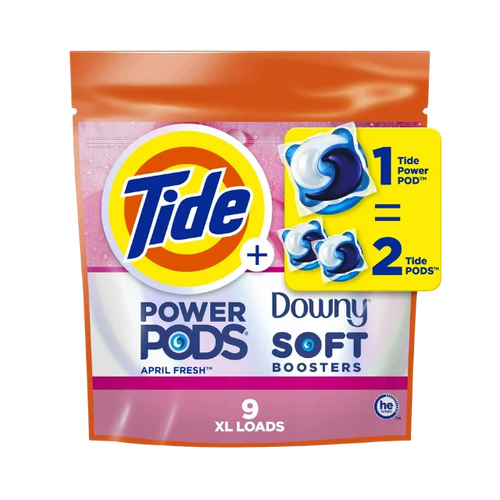 Tide Power PODS with Downy Laundry Detergent, April Fresh Scent, 9 Count