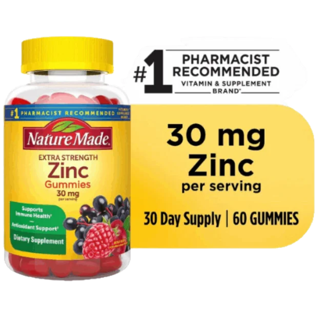 Nature Made Zinc Gummies 30 mg, Dietary Supplement, Immune Health, 60 Count