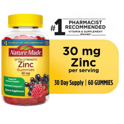 Nature Made Zinc Gummies 30 mg, Dietary Supplement, Immune Health, 60 Count