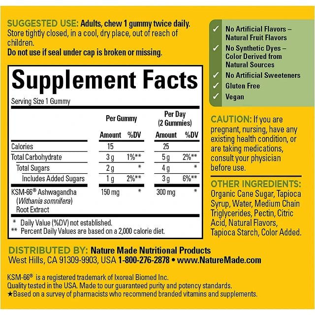 Nature Made Ashwagandha Gummies for Stress Support, 60 Gummies