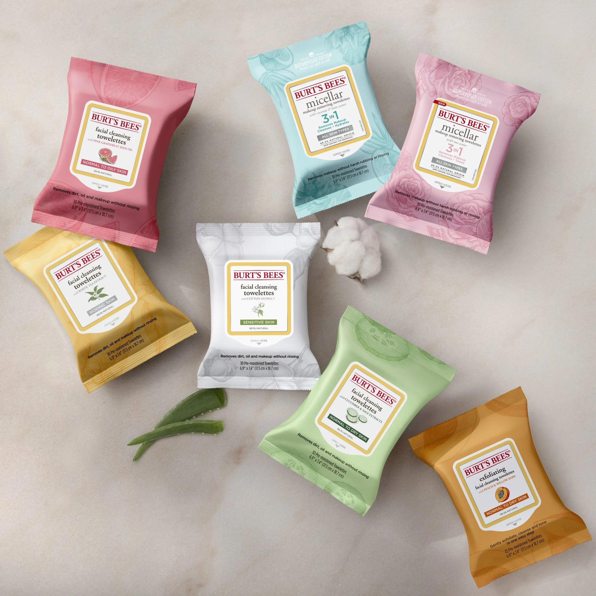Burt'S Bees Facial Cleansing Towelettes, Cucumber and Sage, 30 Ct