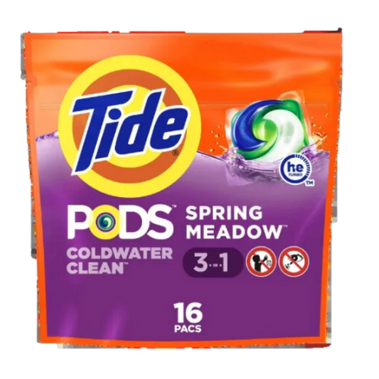 Tide PODS Liquid Laundry Detergent, Spring Meadow Scent, HE Compatible, 16 Count