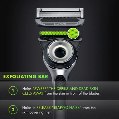 Gillette Labs Exfoliating Bar Razor + 3 Razor Blade Refills, Travel Case & Premium Magnetic Stand