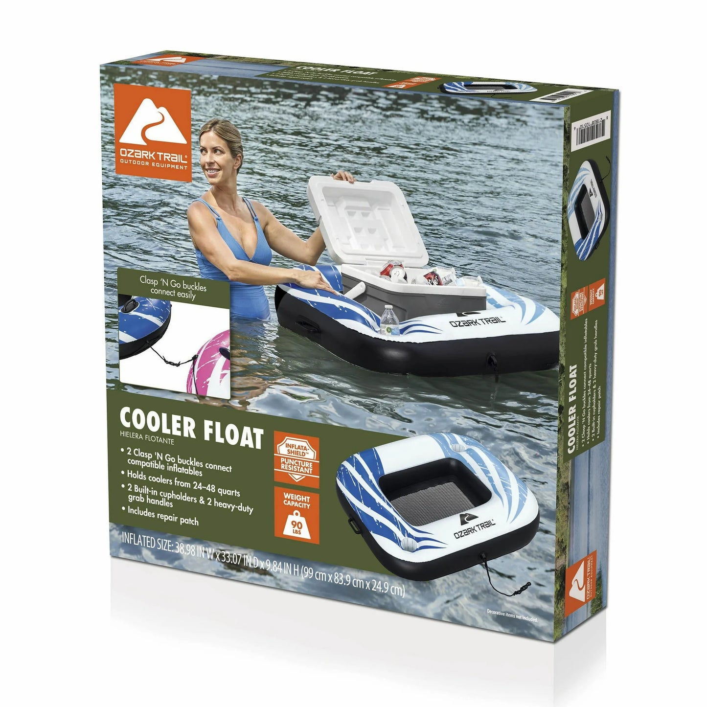 Ozark Trail Blue & White Floating Cooler for Pools & Lakes