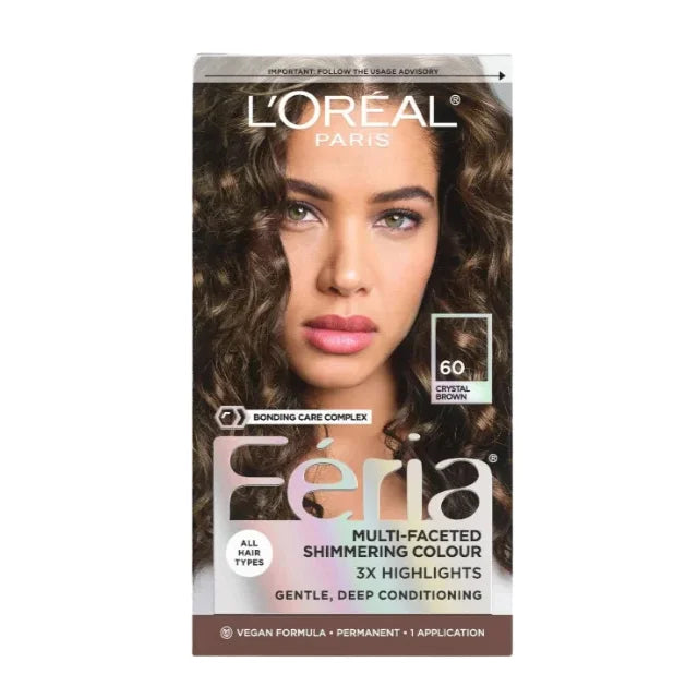 L'Oreal Feria Shimmering Hair Dye – Crystal Brown, 6.3 oz