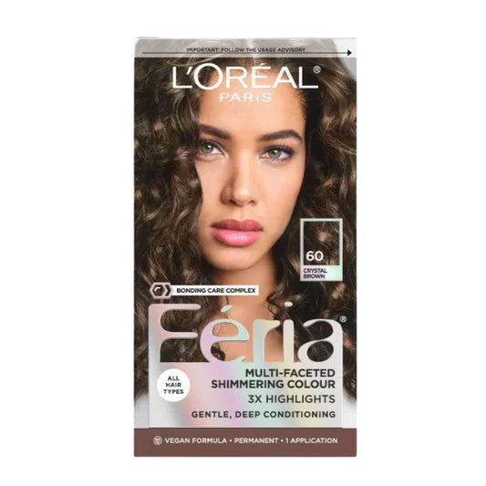 L'Oreal Feria Shimmering Hair Dye – Crystal Brown, 6.3 oz