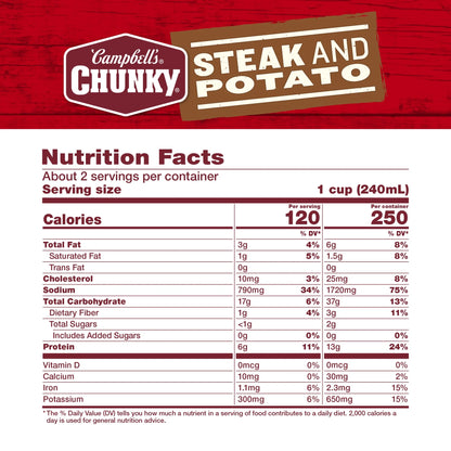 Campbell’s Chunky Steak and Potato Soup, Ready to Serve, 18.8 oz