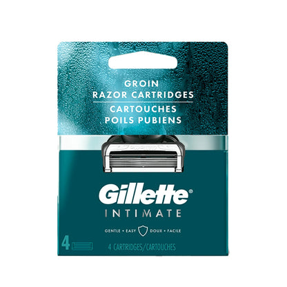 Gillette Male Intimate Groin Razor Cartridges, 4 Razor Blade Refills, Blue