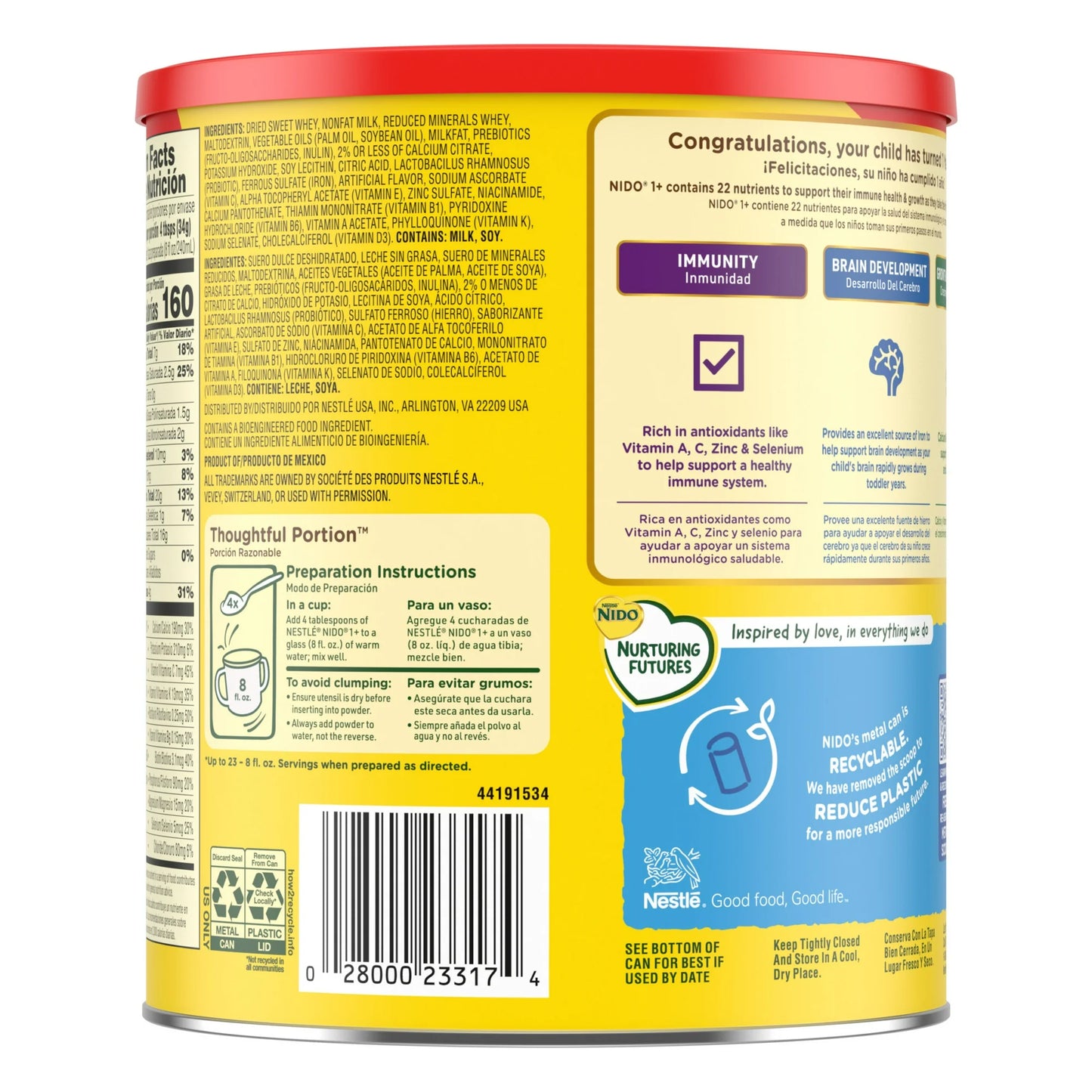 NIDO Kinder 1+ Toddler Milk Powder, 28.2 oz, with Vitamins