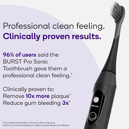 Burst Pro Sonic Rechargeable Toothbrush w/ Sensor - Black