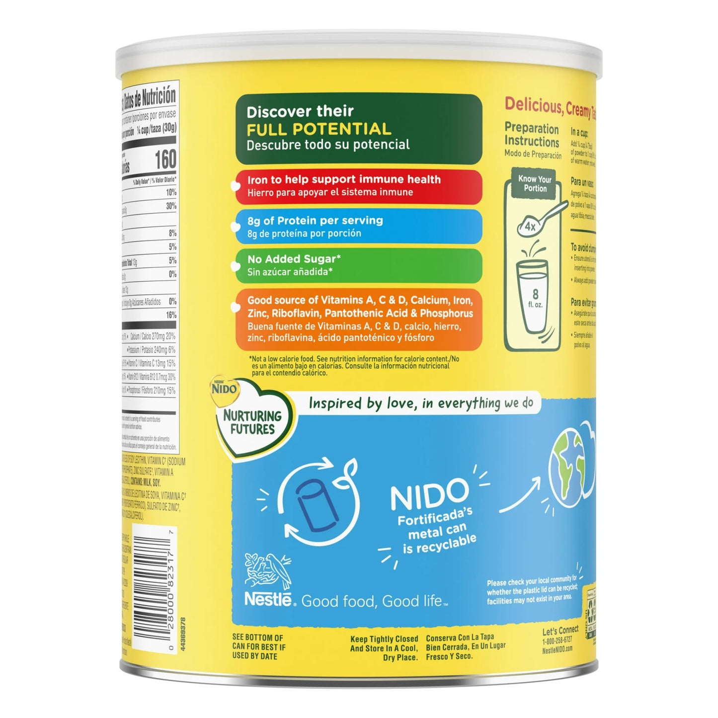 NIDO Fortificada Dry Whole Milk Powder, 56.4 oz, with Vitamins