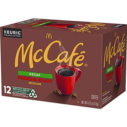 McCafe Premium Roast Decaf Coffee, Single Serve K-Cup Pods, 12 ct