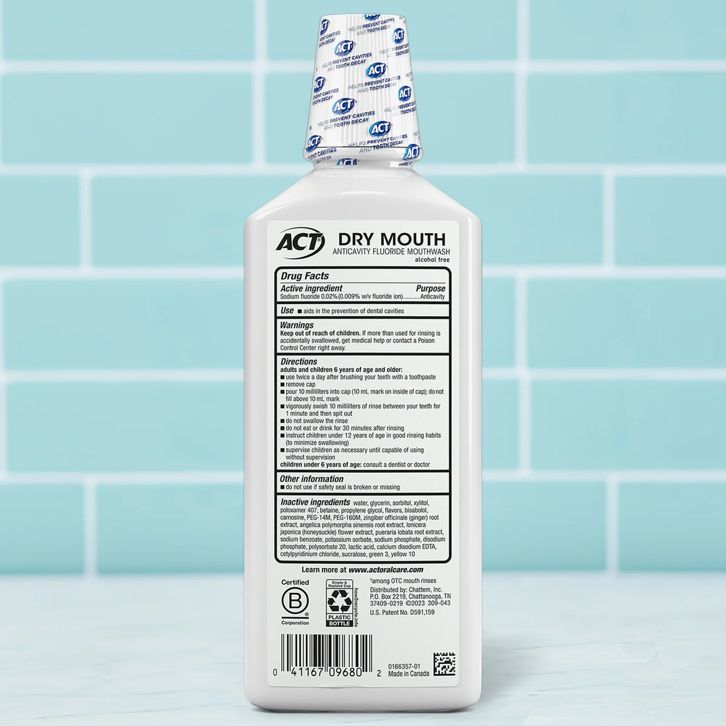 ACT Dry Mouth Anticavity Fluoride Mouthwash with Soothing Mint Flavor, 18 Oz