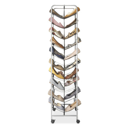 10 Tier 60 Pair Metal and Mesh Rolling Shoe Rack Mainstays