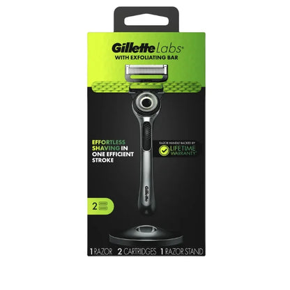 GilletteLabs Men's Razor with Exfoliating Bar, 1 Handle + 2 Cartridges