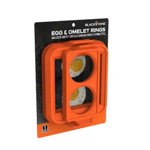 Blackstone Silicone Circle Egg and Square Omelet Ring Set in Orange, 3-Piece