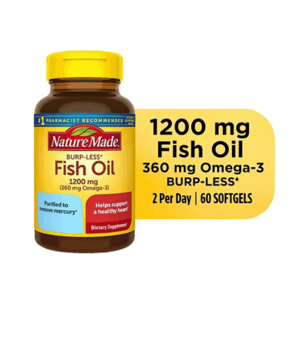 Nature Made Burp-Less Fish Oil 1200 mg - 60 Liquid Softgels