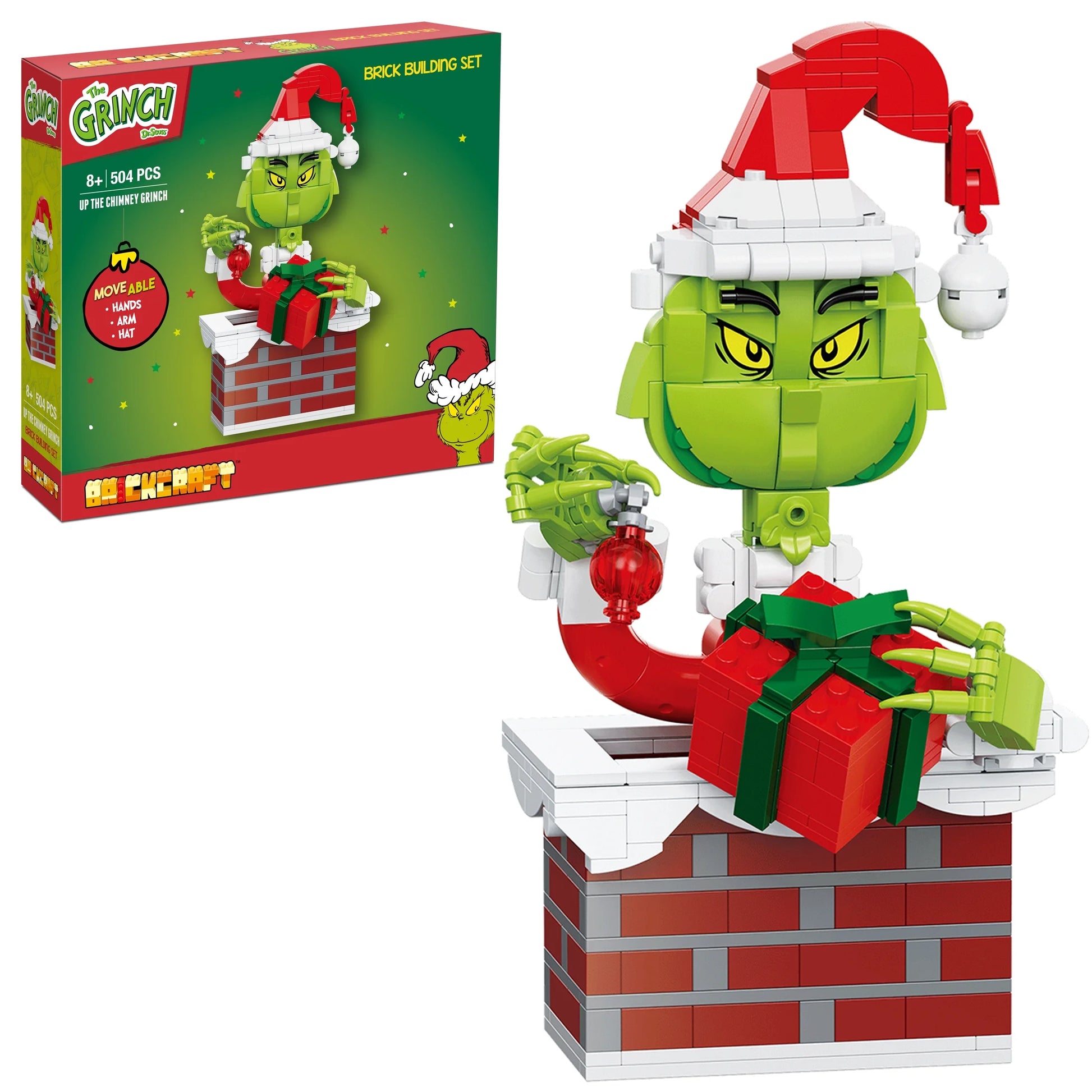 Brickcraft up the Chimney Grinch Building Kit (504-Plastic Piece Set) Limited Edition Collectible, Christmas Décor, Toy Gift Idea for Boys and Girls Ages 8 Years Old and Up