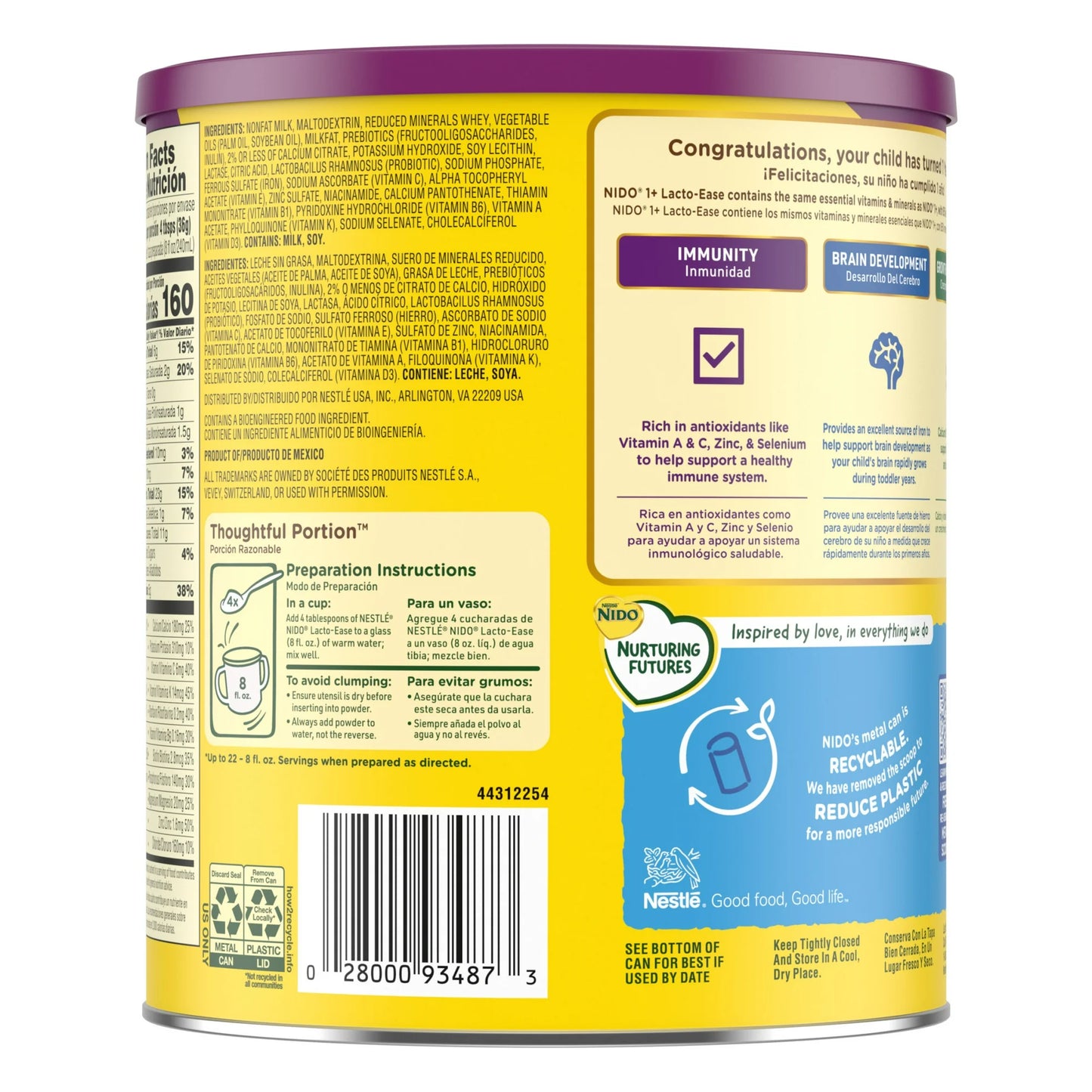 NIDO Lacto-Ease Toddler Milk, 6 Pack, 28.1 oz, 132 Servings