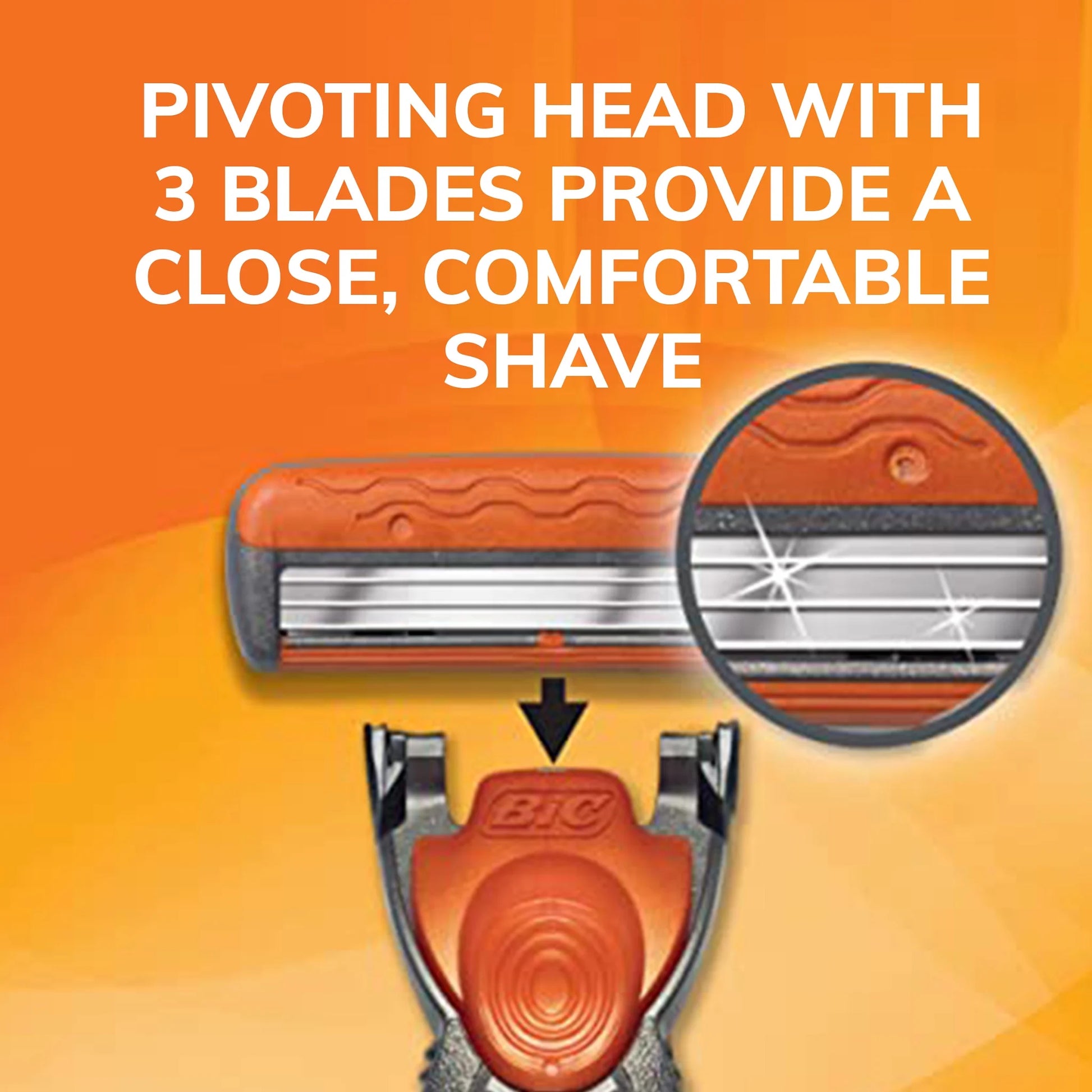BIC Comfort 3 Refillable Refill Razor Cartridges, 3 Blades, 14 Razor Refill Cartridges for Manual Shaving Razors