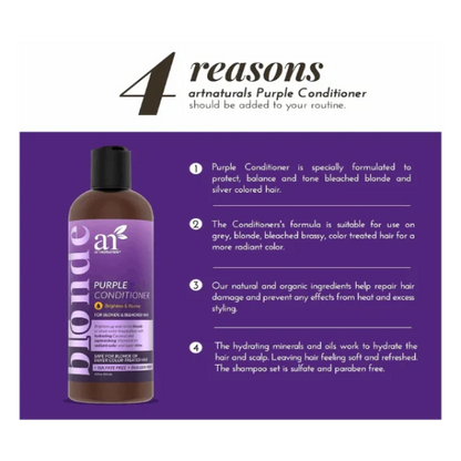 Artnaturals Purple Conditioner Blonde Hair Protects & Balances 12oz Sulfate Free