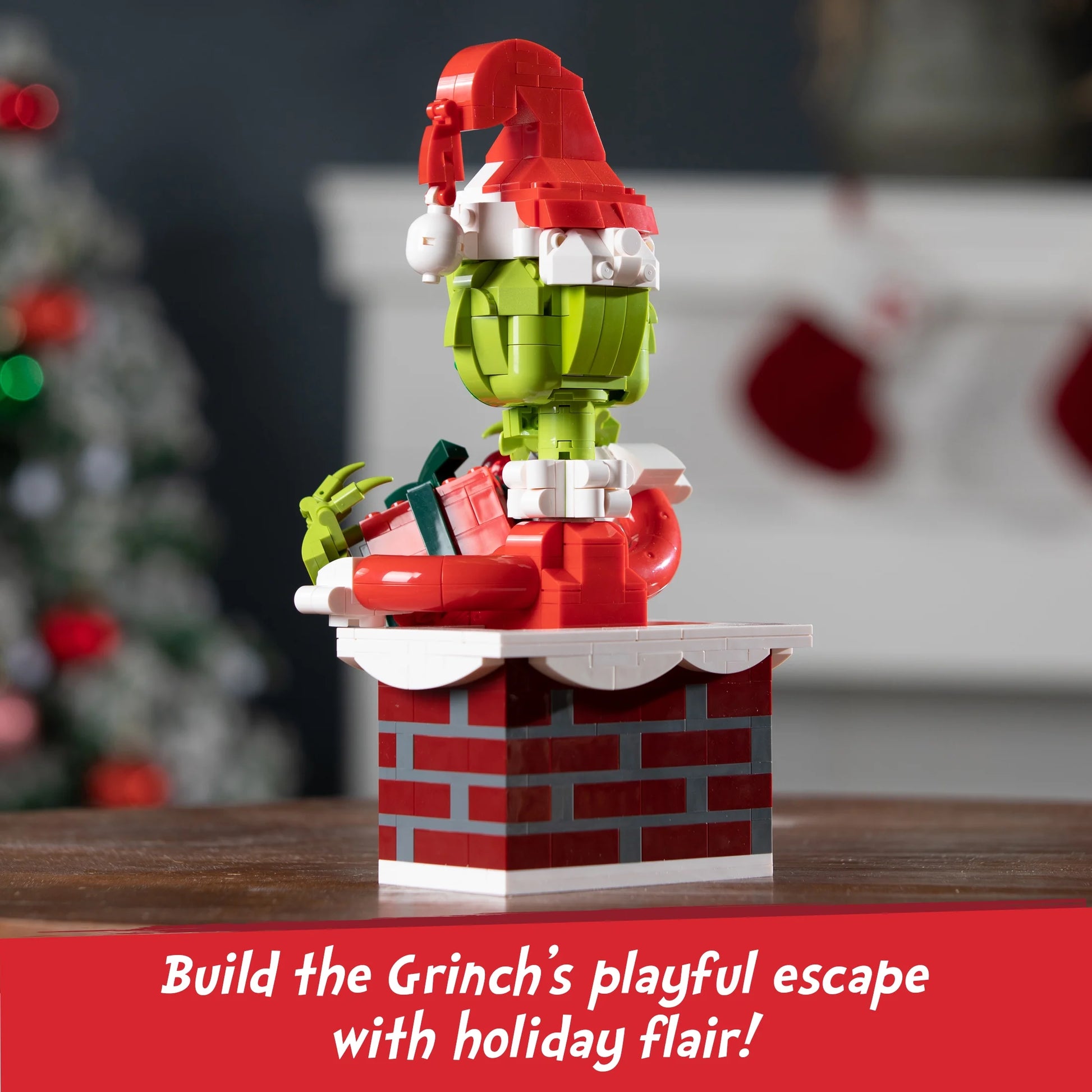 Brickcraft up the Chimney Grinch Building Kit (504-Plastic Piece Set) Limited Edition Collectible, Christmas Décor, Toy Gift Idea for Boys and Girls Ages 8 Years Old and Up