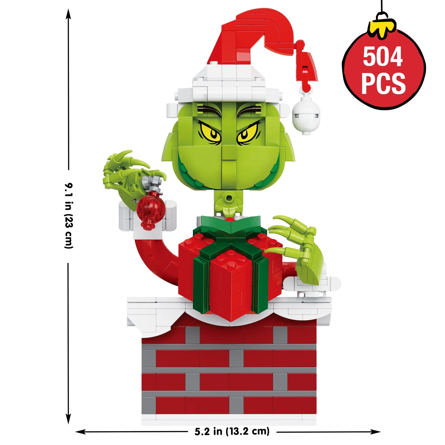 Brickcraft up the Chimney Grinch Building Kit (504-Plastic Piece Set) Limited Edition Collectible, Christmas Décor, Toy Gift Idea for Boys and Girls Ages 8 Years Old and Up