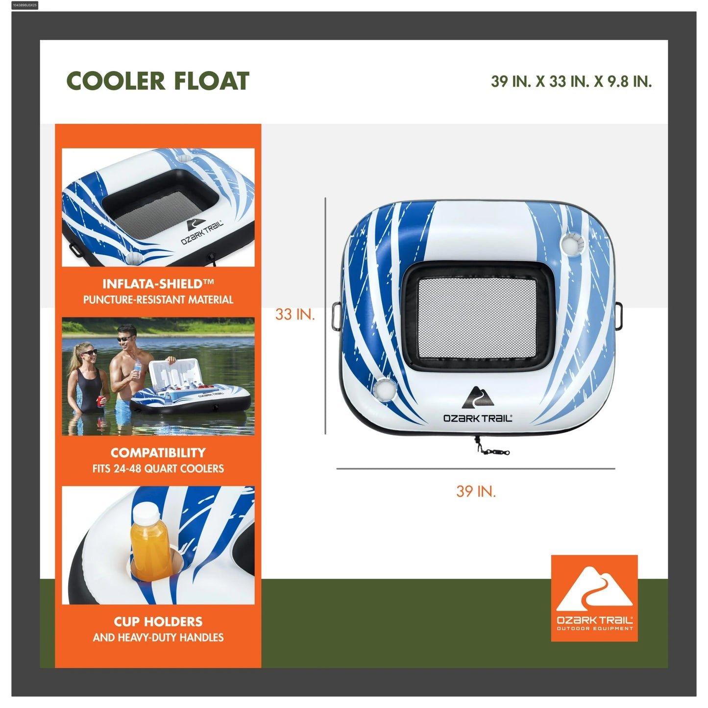Ozark Trail Blue & White Floating Cooler for Pools & Lakes