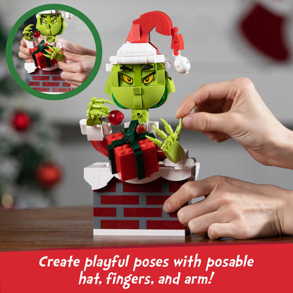 Brickcraft up the Chimney Grinch Building Kit (504-Plastic Piece Set) Limited Edition Collectible, Christmas Décor, Toy Gift Idea for Boys and Girls Ages 8 Years Old and Up