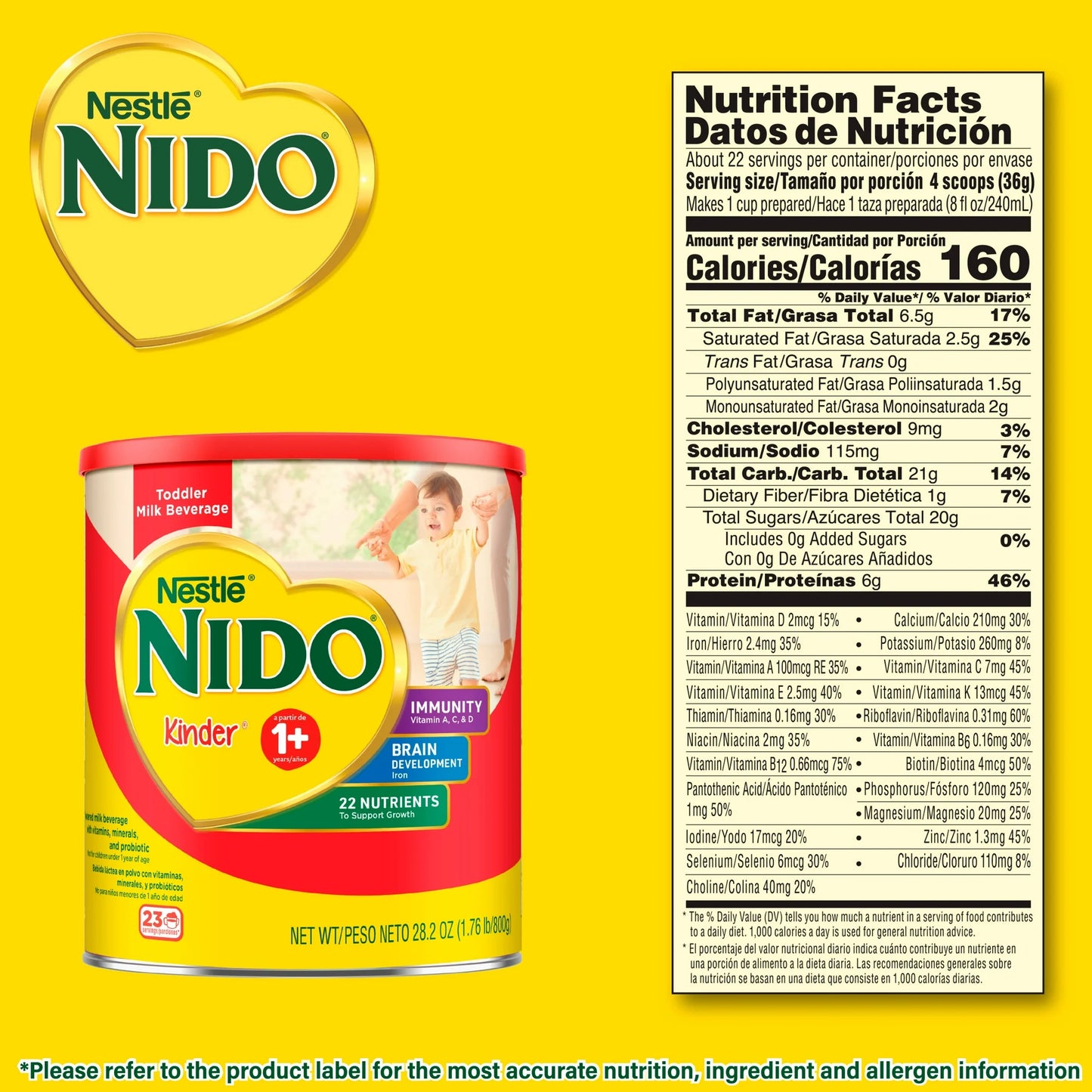 NIDO Kinder 1+ Toddler Milk Powder, 28.2 oz, with Vitamins