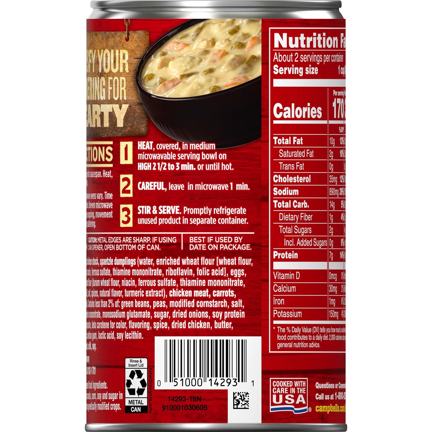 Campbell's Chunky Creamy Chicken & Dumplings Soup, 18.8 oz Can