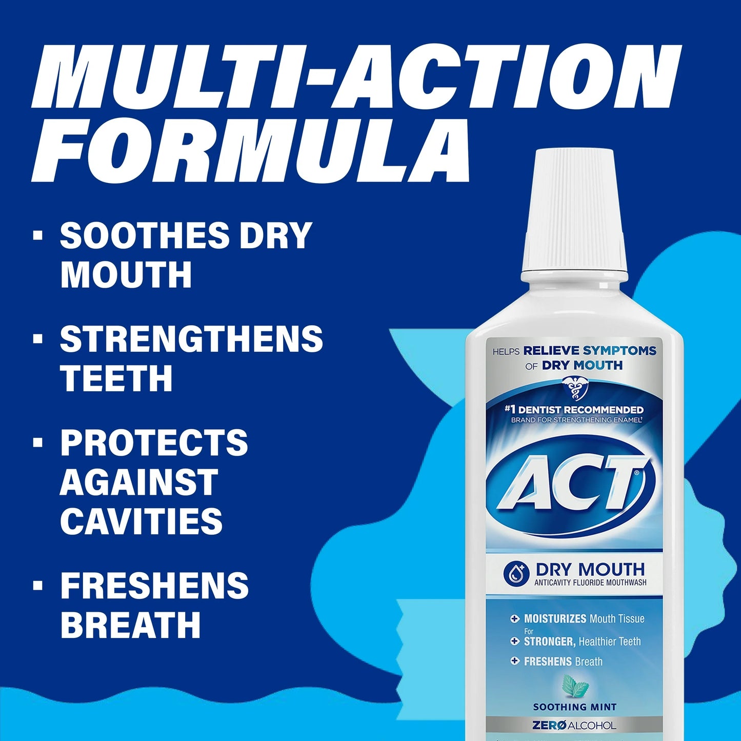 ACT Dry Mouth Anticavity Fluoride Mouthwash with Soothing Mint Flavor, 18 Oz