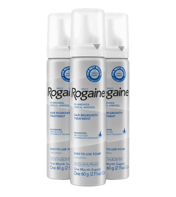 Men's Rogaine 5% Minoxidil Foam for Hair Regrowth, 3-Month Supply