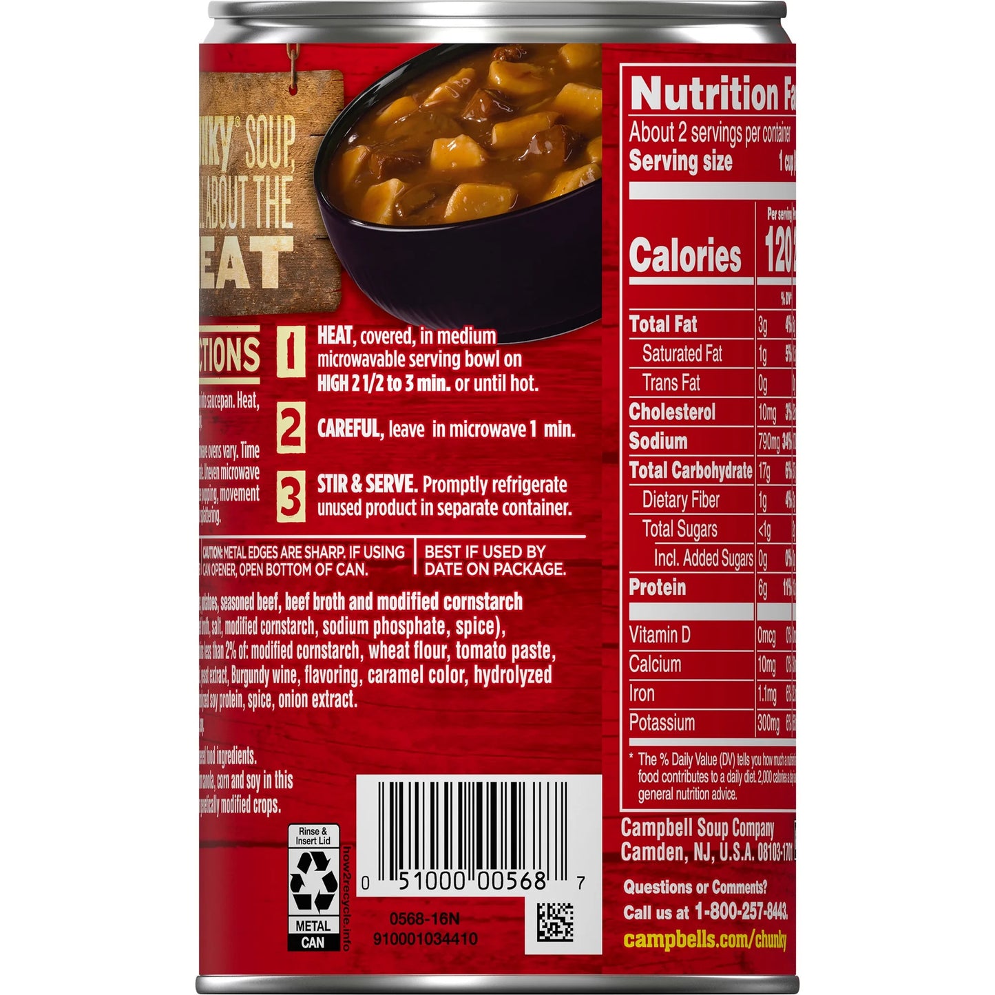 Campbell’s Chunky Steak and Potato Soup, Ready to Serve, 18.8 oz