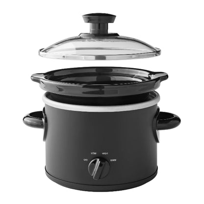 Mainstays 2 QT Slow Cooker, Matte Black Finish, Removeable Stoneware Pot