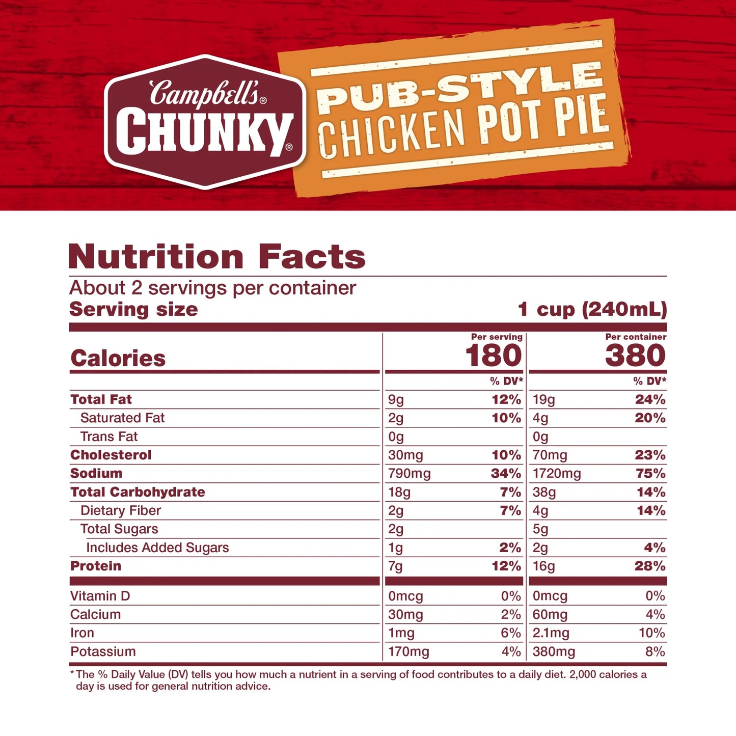 Campbell's Chunky Pub-Style Chicken Pot Pie Soup, 18.8 oz Can