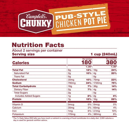 Campbell's Chunky Pub-Style Chicken Pot Pie Soup, 18.8 oz Can