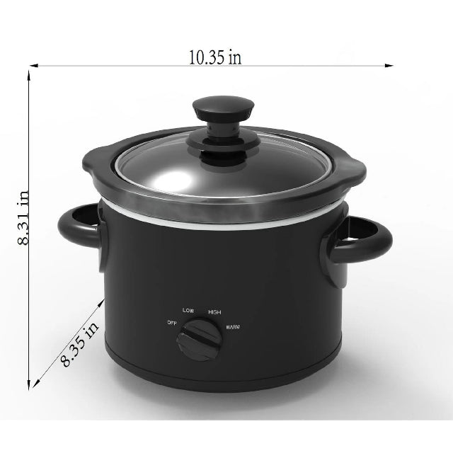 Mainstays 2 QT Slow Cooker, Matte Black Finish, Removeable Stoneware Pot