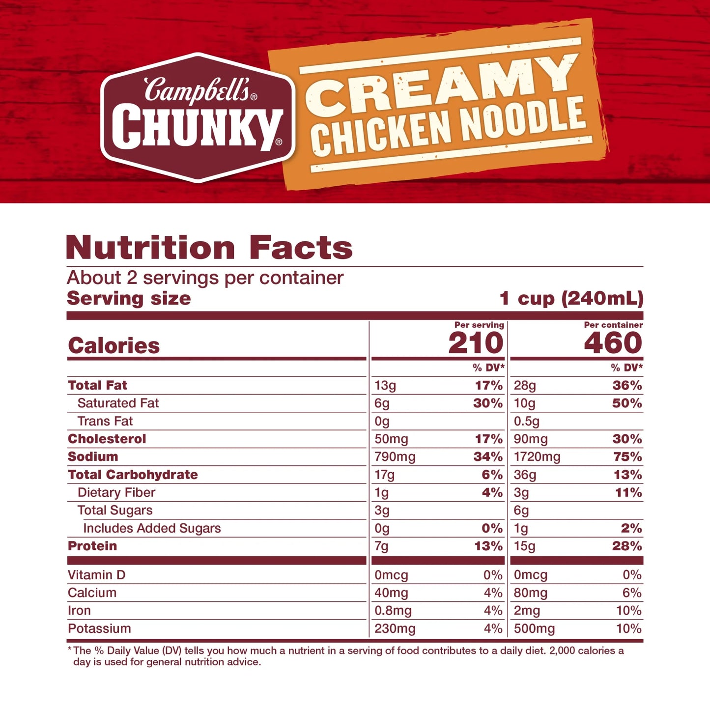 Campbell's Chunky Creamy Chicken Noodle Soup, 18.8 oz Can