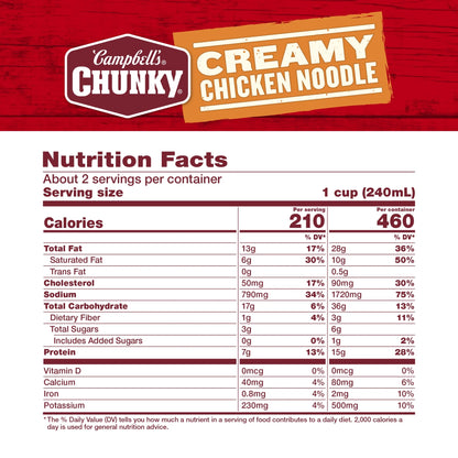 Campbell's Chunky Creamy Chicken Noodle Soup, 18.8 oz Can