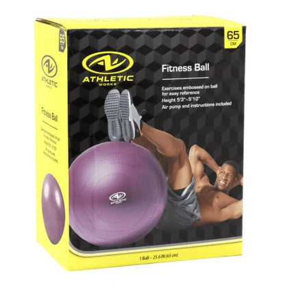 Athletic Works 65cm Yoga Ball, Anti-Burst, Exercises Poses Embossed