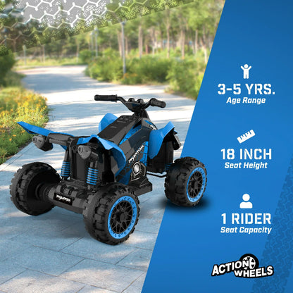 12V Blue Phantom ATV Ride-On: Battery-Powered Fun for Kids 2-4 Years