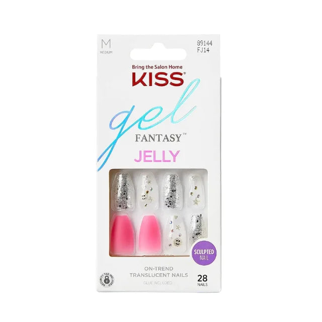 KISS Gel Fantasy Jelly Color Long Coffin Press-On Nails - Be Jelly