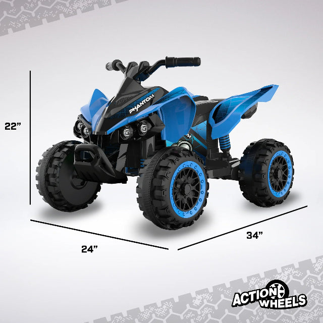 12V Blue Phantom ATV Ride-On: Battery-Powered Fun for Kids 2-4 Years