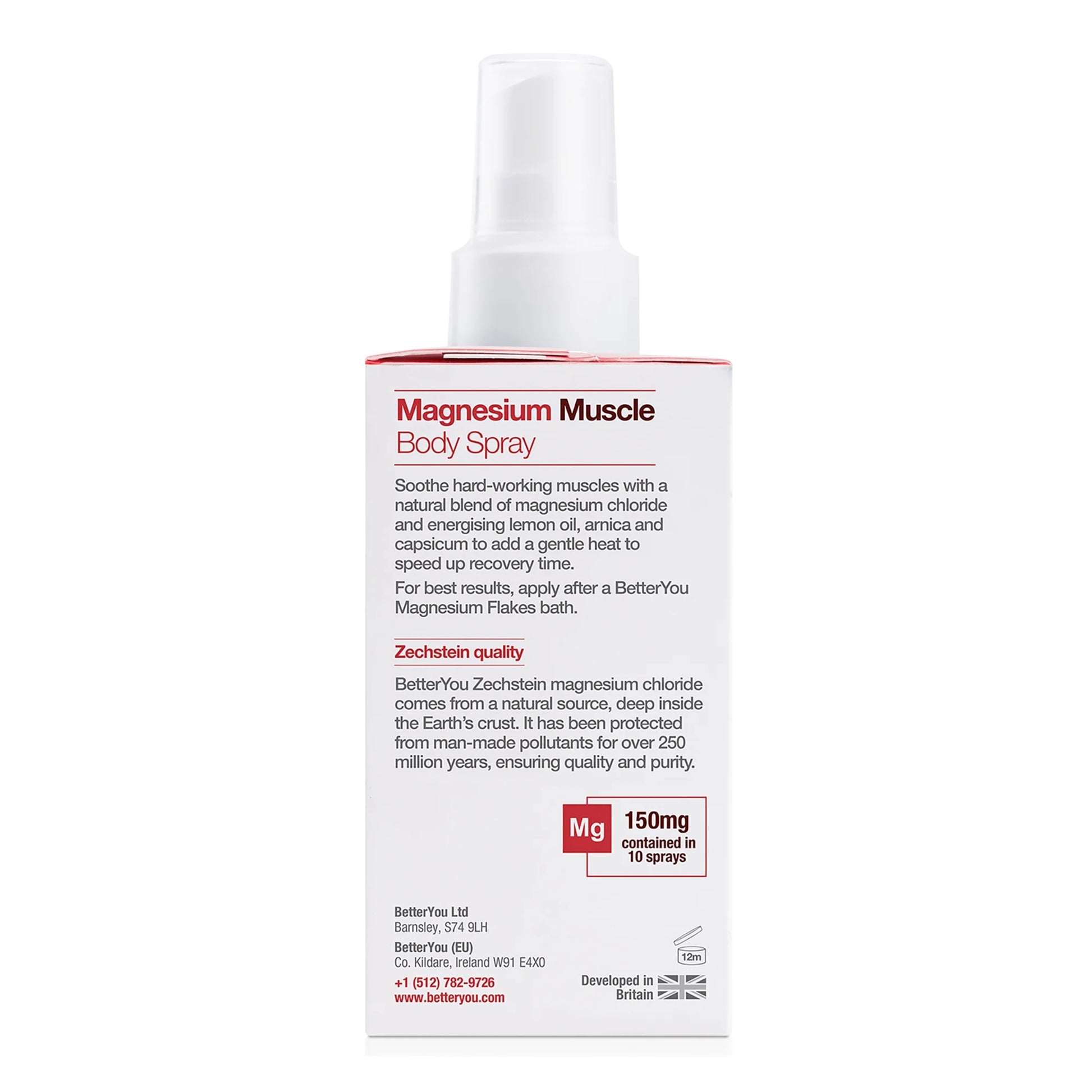 Betteryou Magnesium Muscle Body Spray - Relaxing Topical Magnesium and Essential Oil Spray - Lavender and Chamomile - Promotes Better Sleep - 3.38 Oz