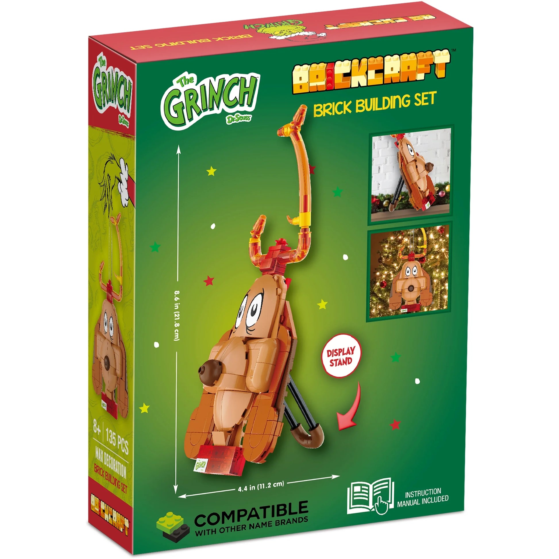 Brickcraft Grinch Max the Dog Decoration Brick Building Kit (135-Plastic Piece Set), Christmas Décor, Toy Gift Idea for Boys and Girls Ages 8 Years Old and Up