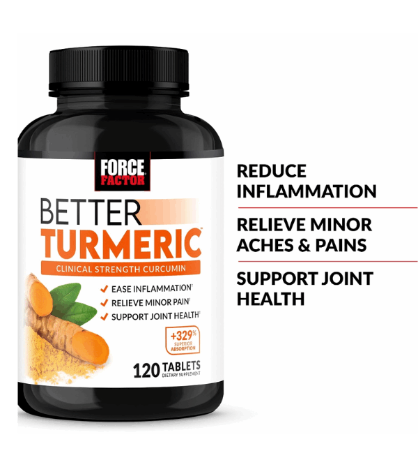 Force Factor Better Turmeric Joint Support Supplement with Turmeric and Curcumin, 120 Tablets