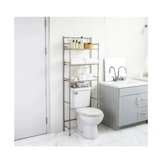 Mainstays 4 Piece Steel Satin Nickel Bath Shelves Set 15 lb Capacity