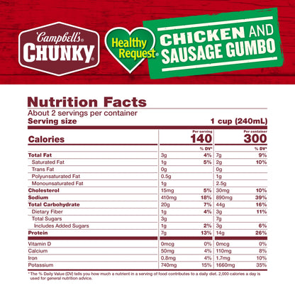 Campbell's Chunky Chicken & Sausage Gumbo Soup, 18.8 oz Can